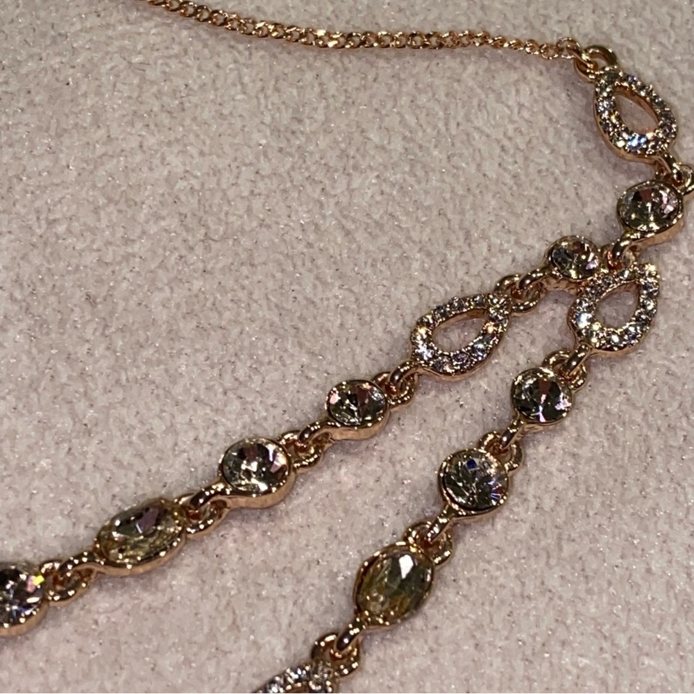 Givenchy rose gold tone with champagne Swarovski crystal necklace - Picture 11 of 16